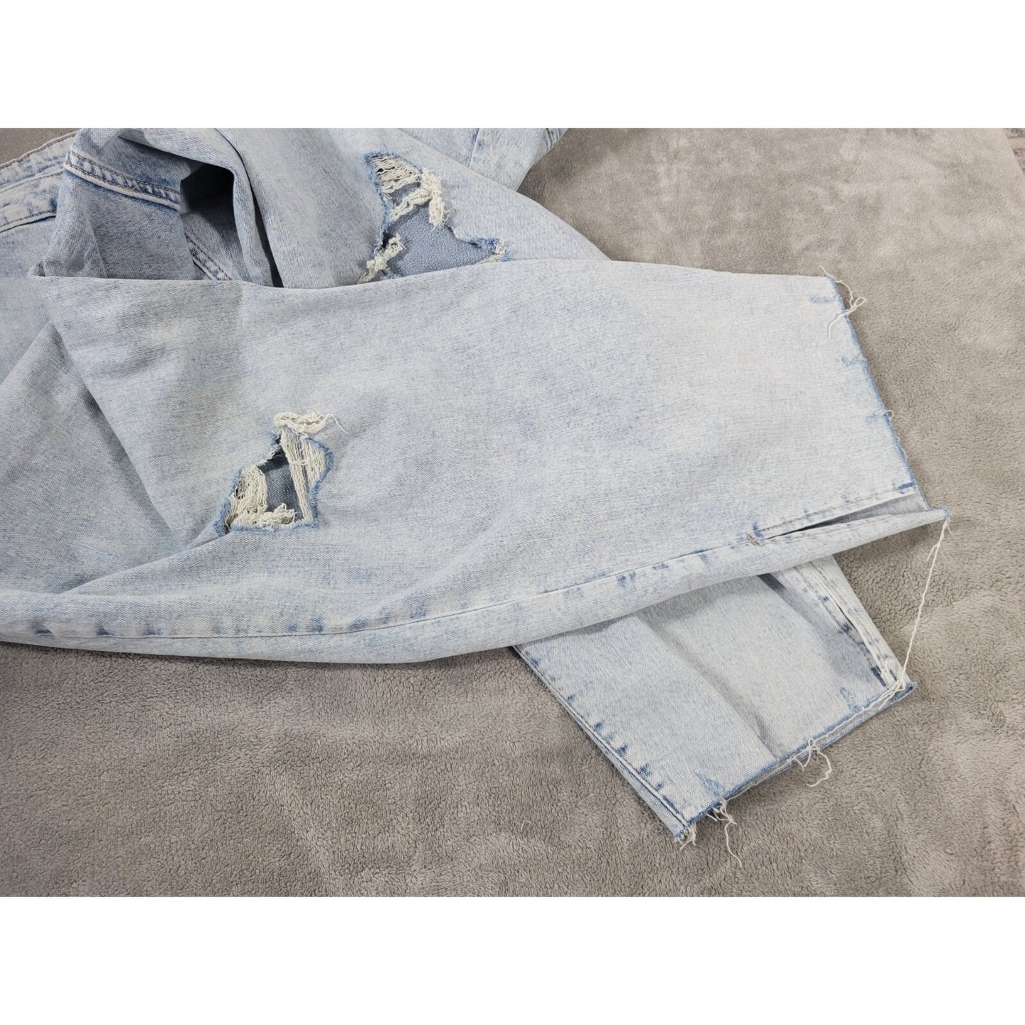 Old Navy OG Womens Jeans 28 Plus Straight Ankle  Distressed Raw Hem Button Fly