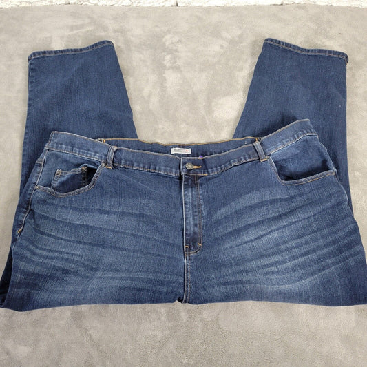 Catherines Right Fit Womens Jeans 32WP Straight Leg Dark Blue Denim Zip Fly