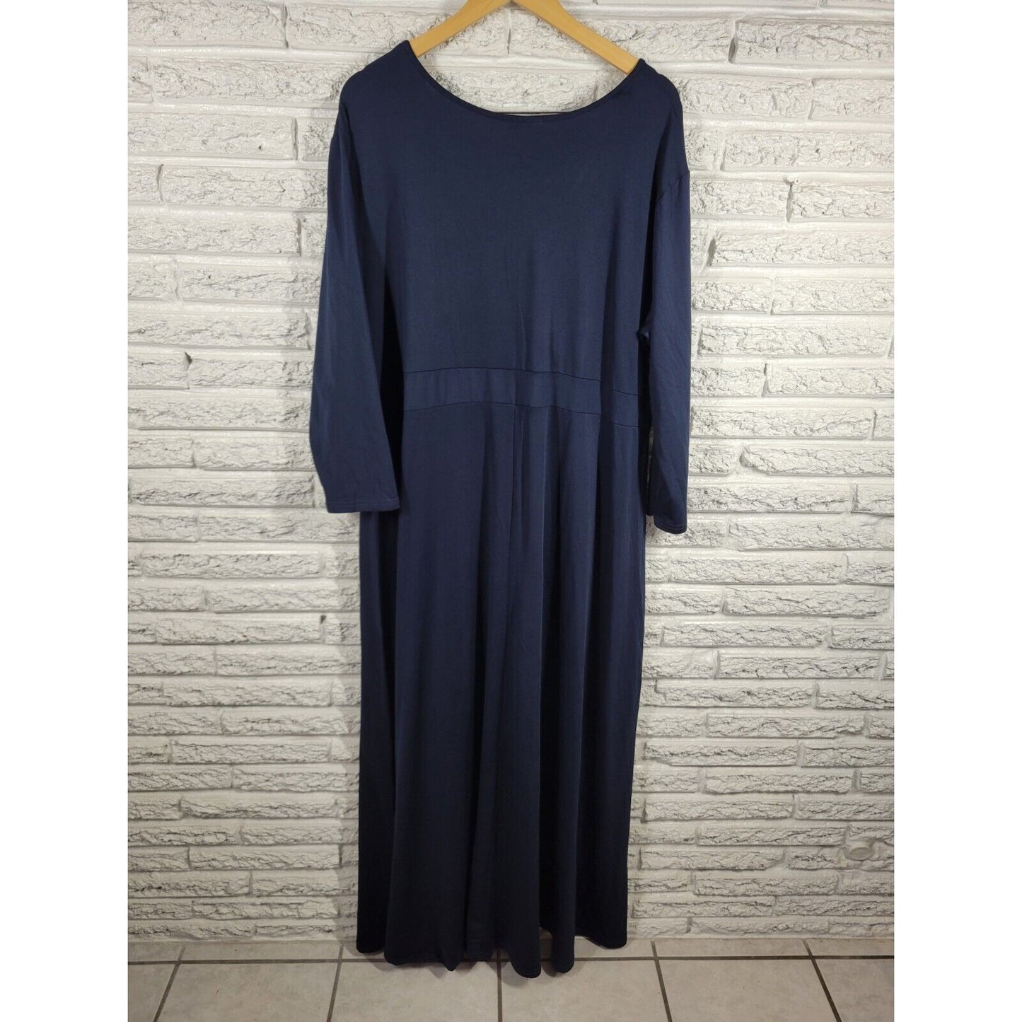 Poseshe Womens Dress 4XL Plus Long Sleeve Sheath Midi Blue Career Poly Blend