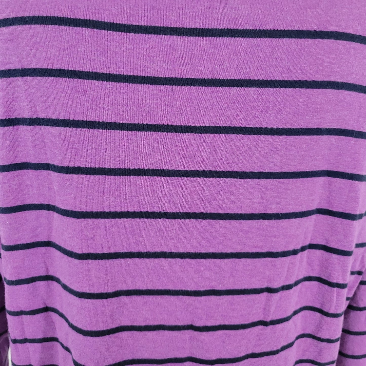 Croft Barrow Womens Top 1X Plus 3/4 Sleeve Zip Shoulders Purple Stripe Cotton