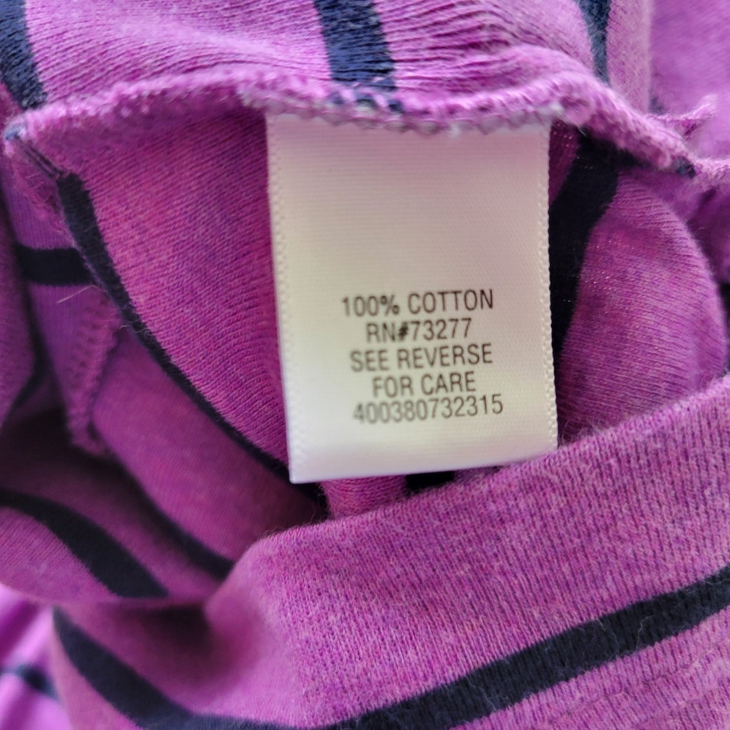 Croft Barrow Womens Top 1X Plus 3/4 Sleeve Zip Shoulders Purple Stripe Cotton