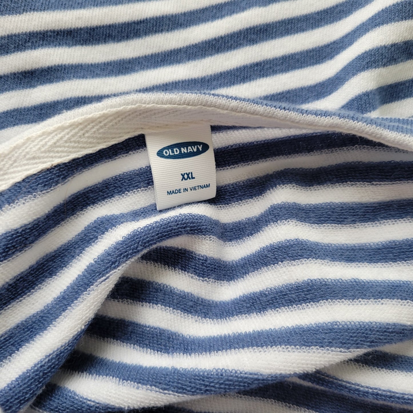 Old Navy Women Top XXL Plus Tee Cuff Sleeve Blue Stripe Cotton Blend Lightweight