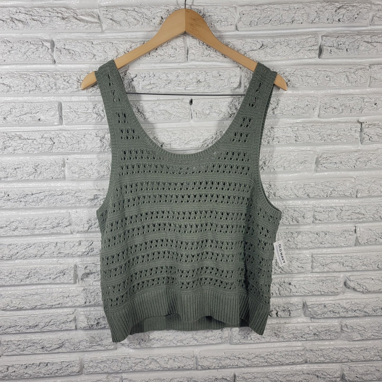 Old Navy Womens Top Extra Large XL Knit Sweater Green Cotton Casual Lightweight