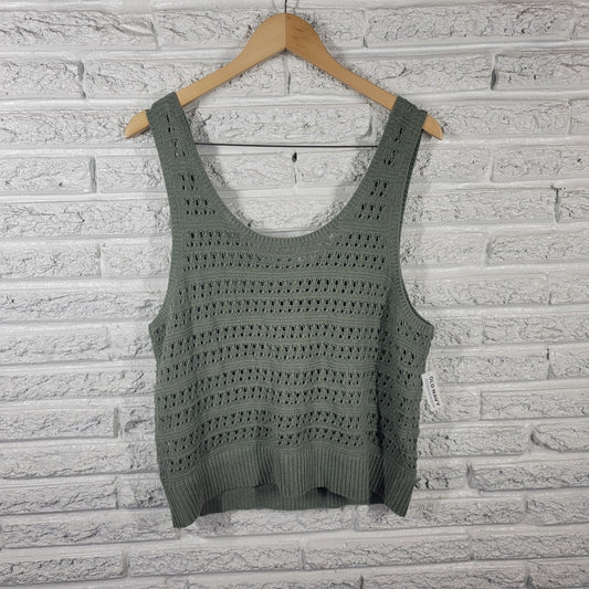 Old Navy Womens Top Extra Large XL Knit Sweater Green Cotton Casual Lightweight