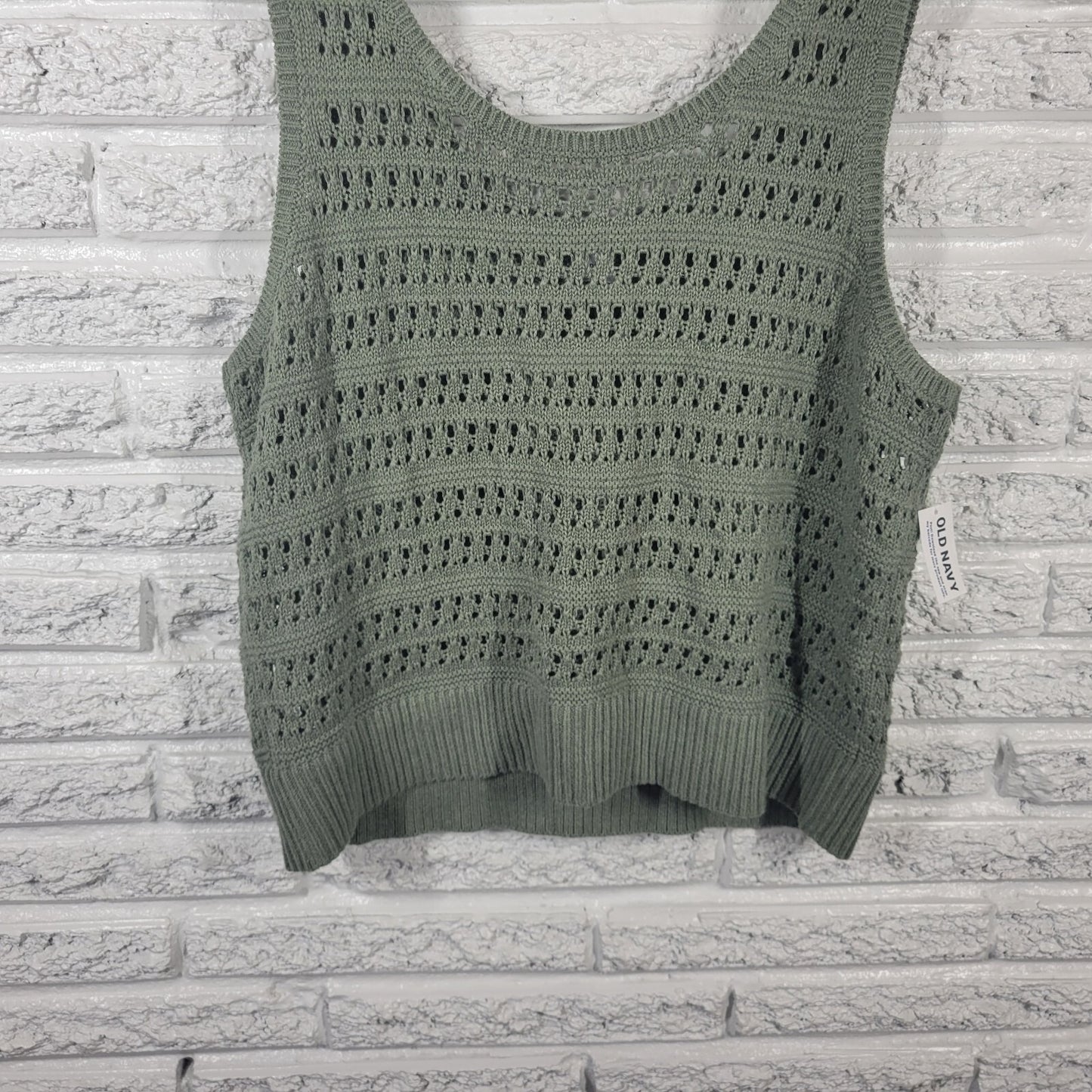 Old Navy Womens Top Extra Large XL Knit Sweater Green Cotton Casual Lightweight