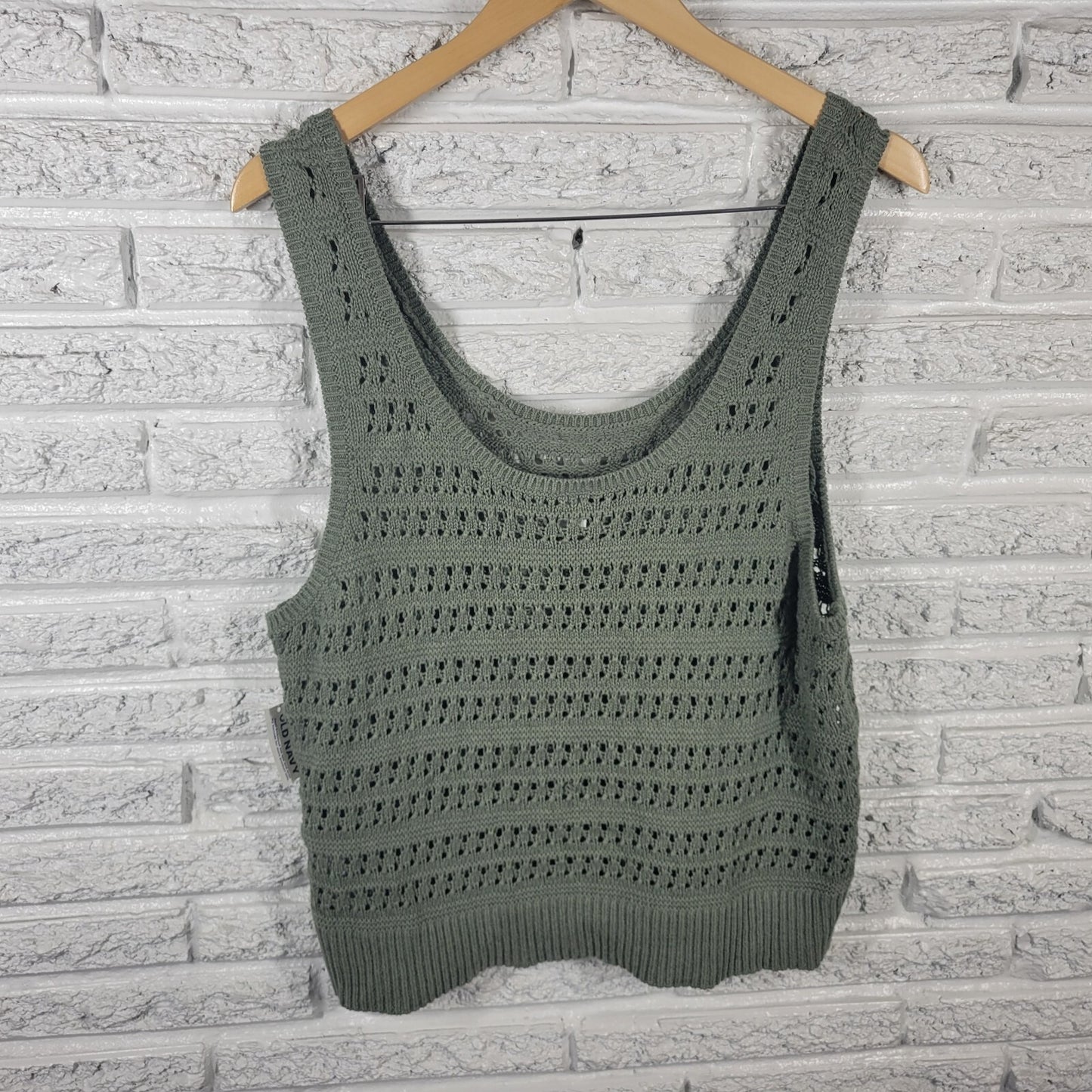 Old Navy Womens Top Extra Large XL Knit Sweater Green Cotton Casual Lightweight