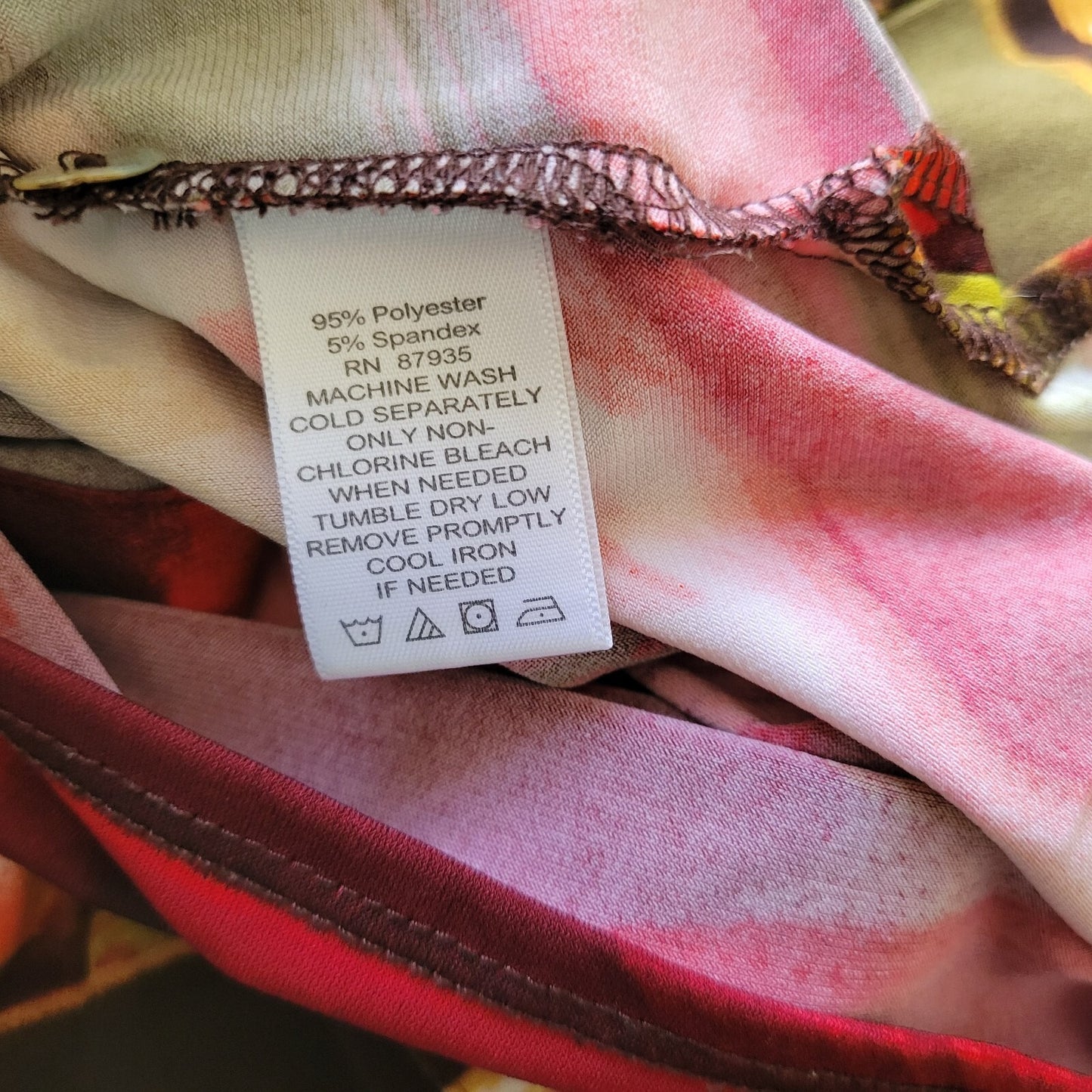 Susan Graver QVC Womens Top 2X Plus Ruched Sleeve Red Watercolor Poly Blend