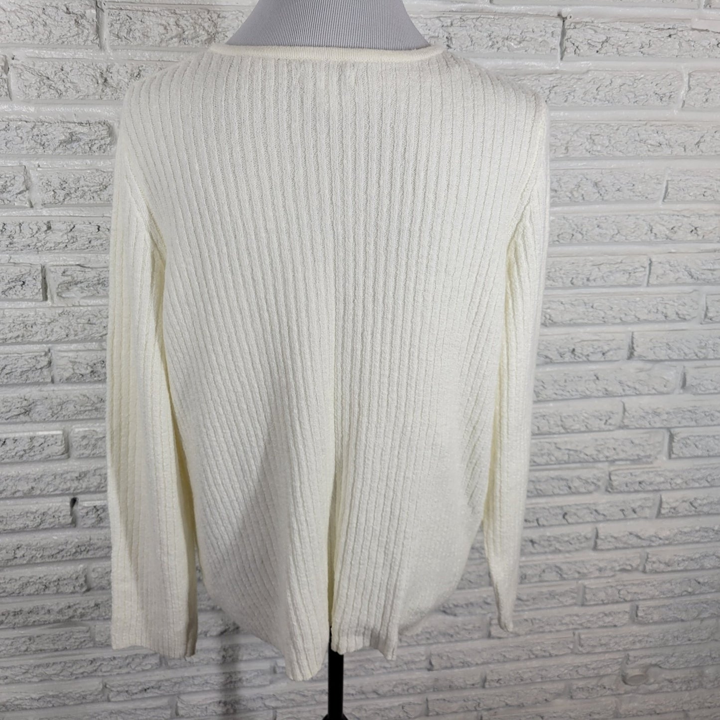 Croft Barrow Womens Sweater XL Long Sleeve Lightweight Pullover White Office