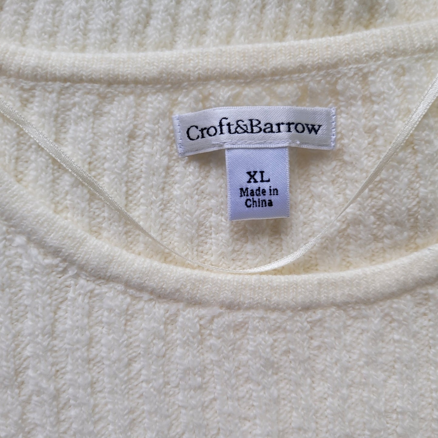 Croft Barrow Womens Sweater XL Long Sleeve Lightweight Pullover White Office