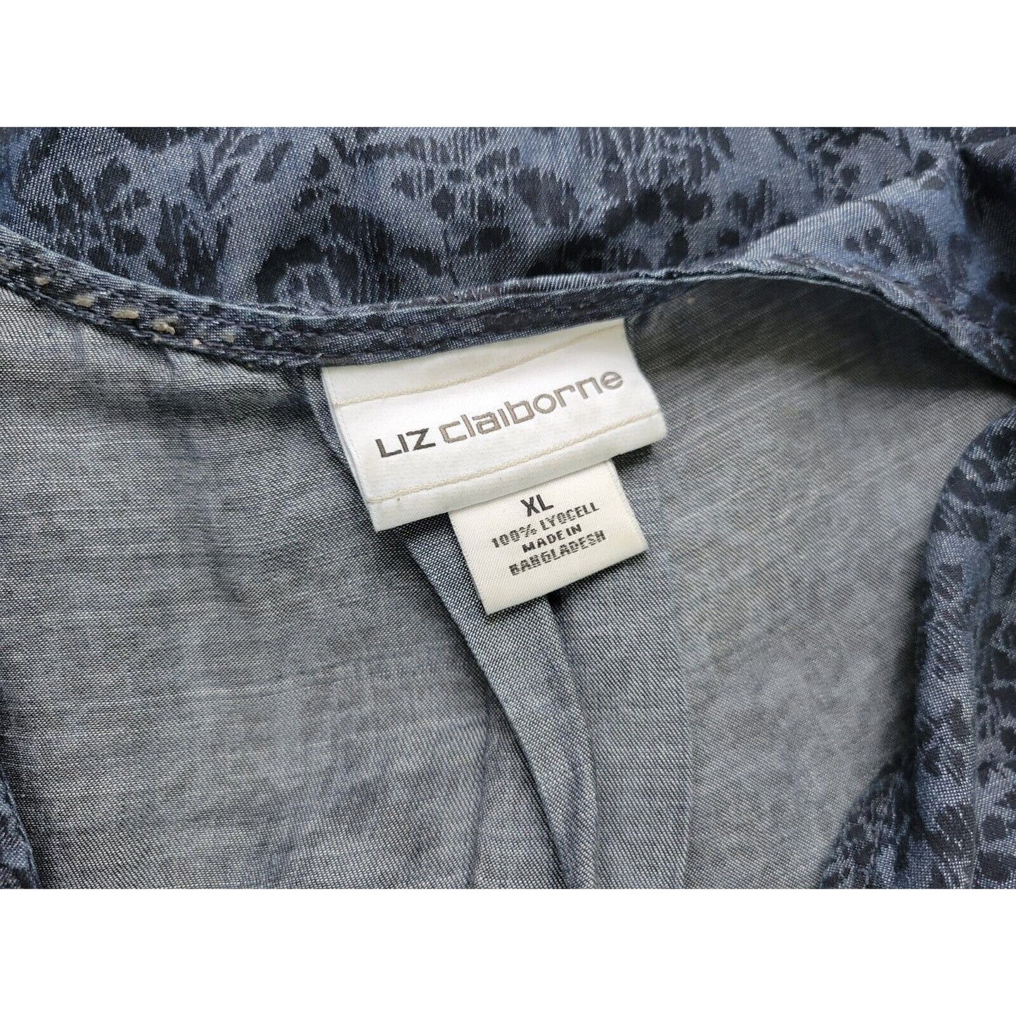 Liz Claiborne Womens Top Extra Large Cap Sleeve Blue Button Up Lightweight