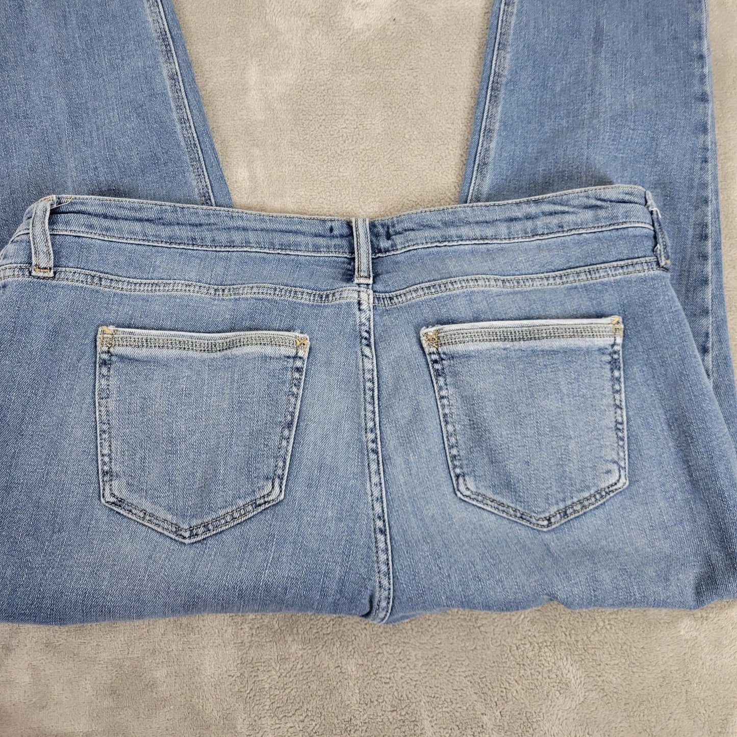 Lee Modern Series Women Jeans 18 Plus Capri Medium Blue Denim Mid Rise Embroider