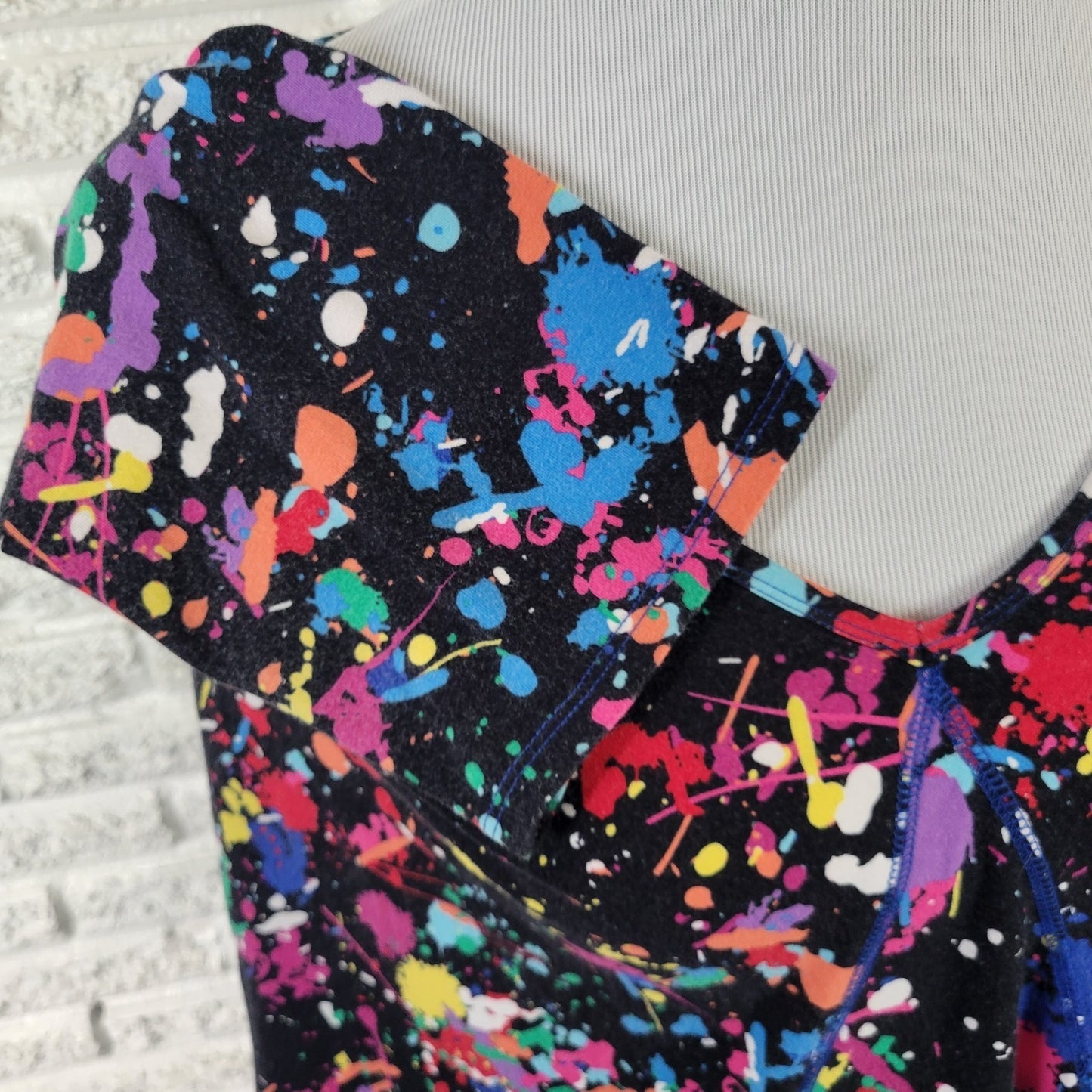 Westbound Womens Top 1X Plus 3/4 Sleeve Pink Paint Splatter Cotton Blend Casual