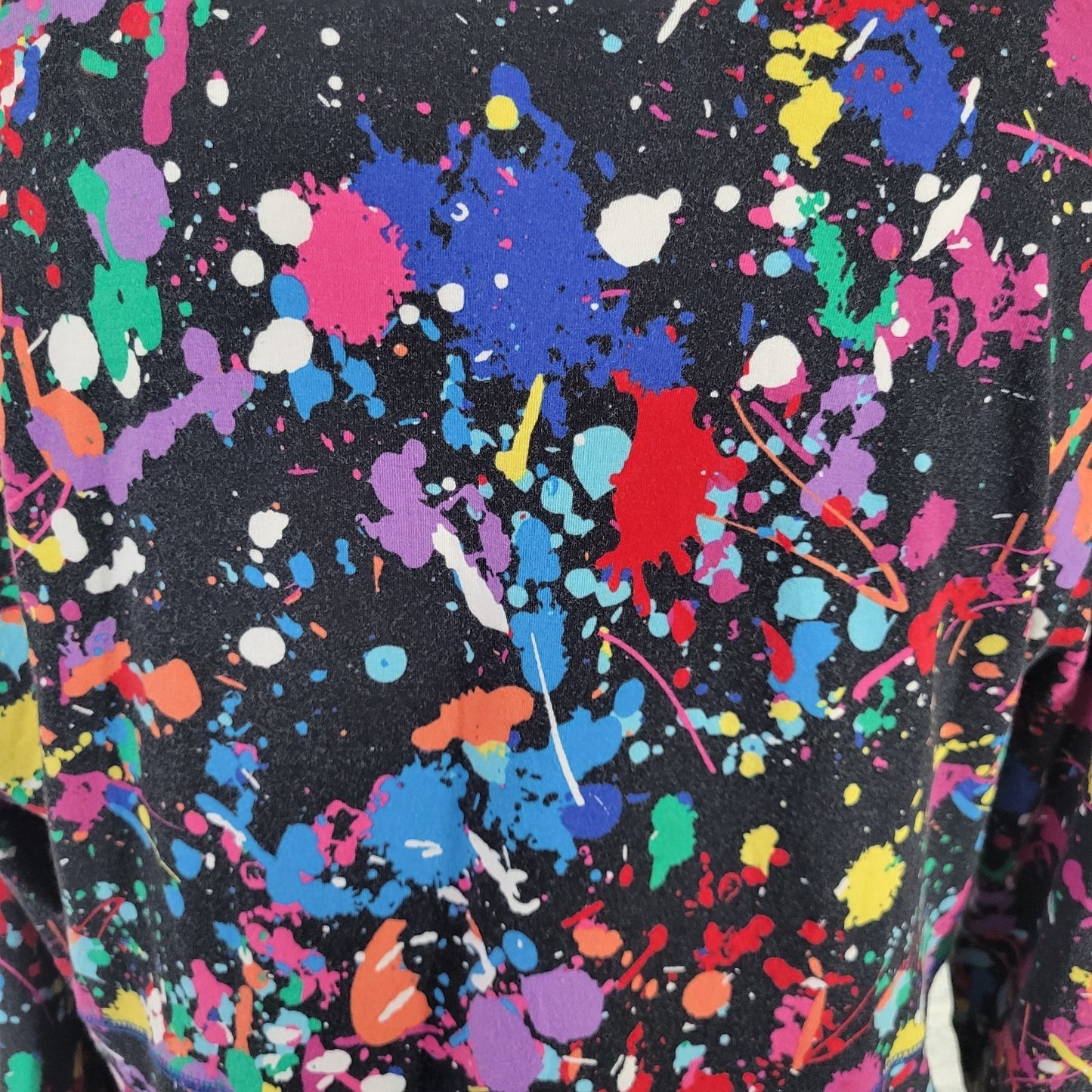 Westbound Womens Top 1X Plus 3/4 Sleeve Pink Paint Splatter Cotton Blend Casual