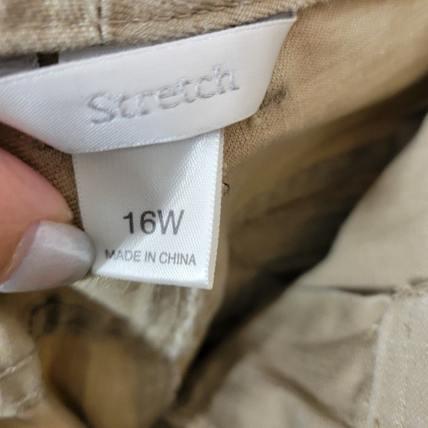 CJ Banks Womens Skirt 16W Plus ALine Beige Denim Blend Zip Slit Pockets Casual