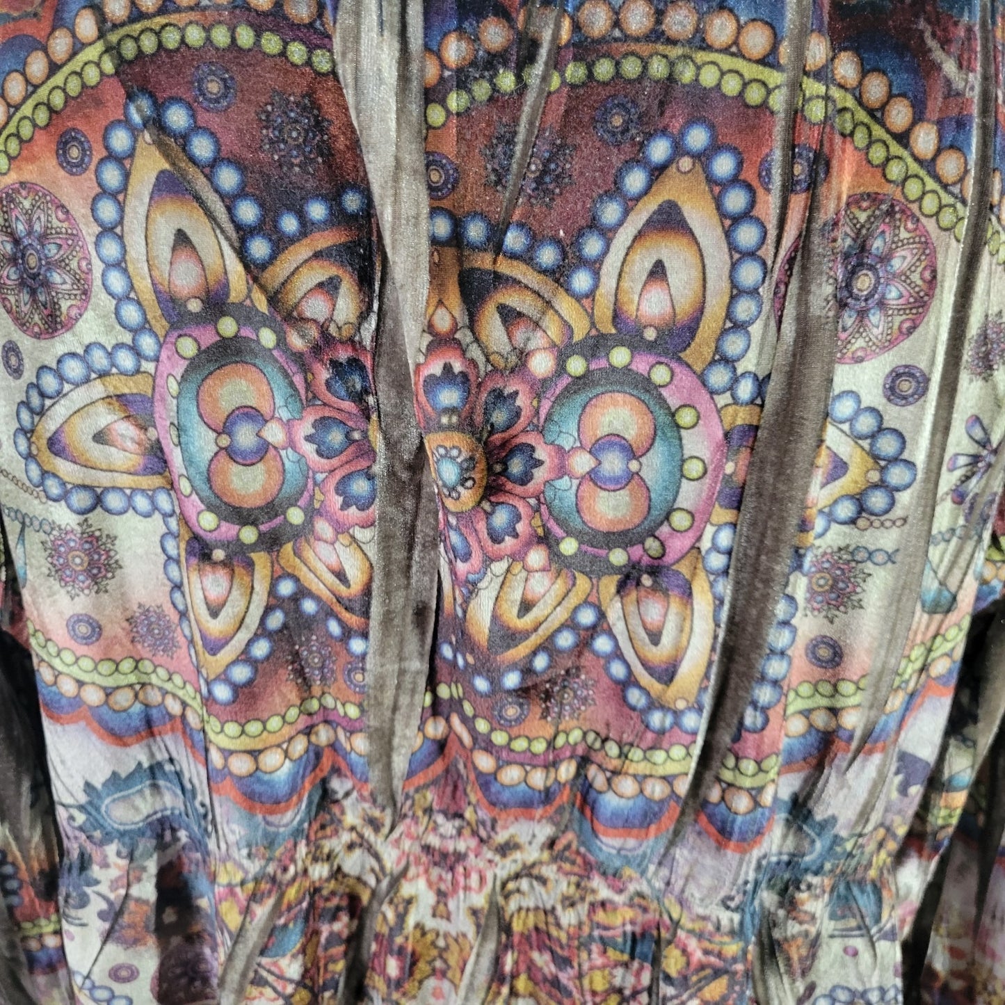 Live Let Live Womens Top 1X Plus Tunic 3/4 Sleeve Velour Gray Geometric Casual