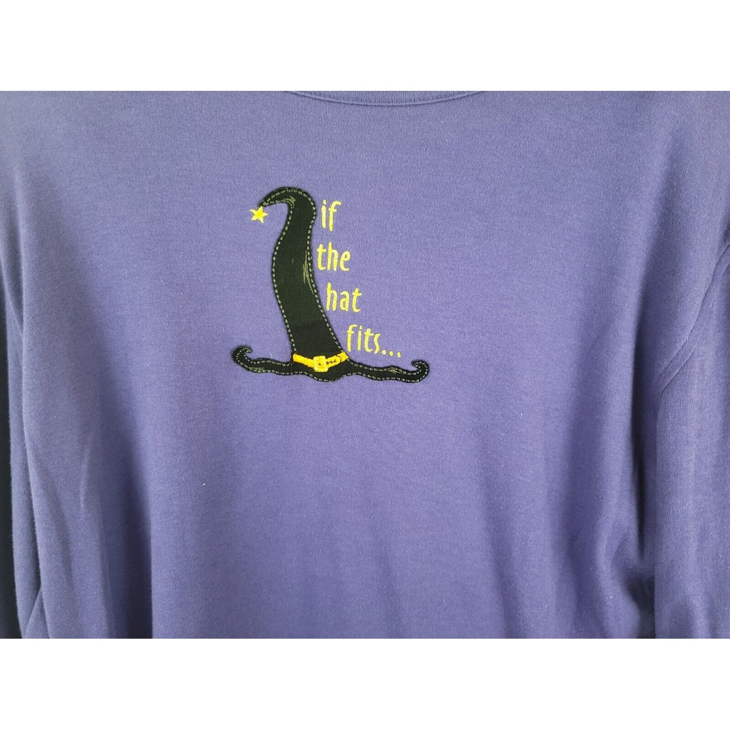 Halloween Womens Top Extra Large Tee Knit Witch Hat Long Sleeve Pullover Casual