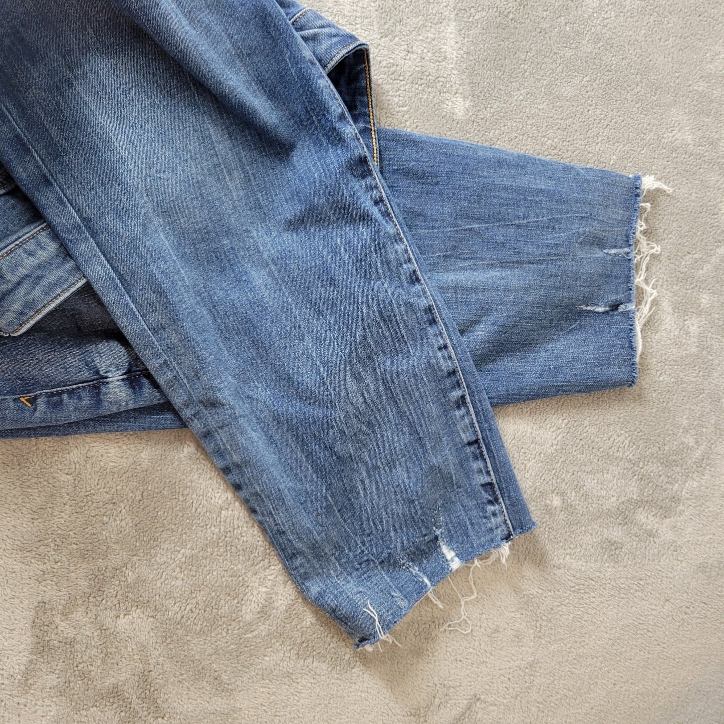 Ana Womens Jeans 22W Plus Curvy Skinny Medium Blue Denim Frayed Hems Zip Fly