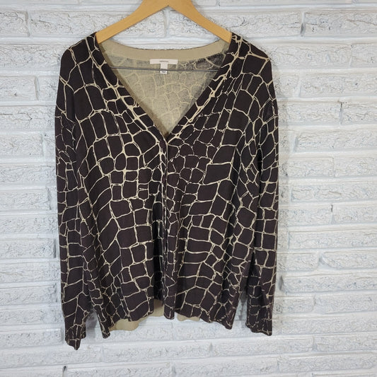 Merona Womens Sweater 20W 22W Plus Cardigan Black Animal Print Lightweight