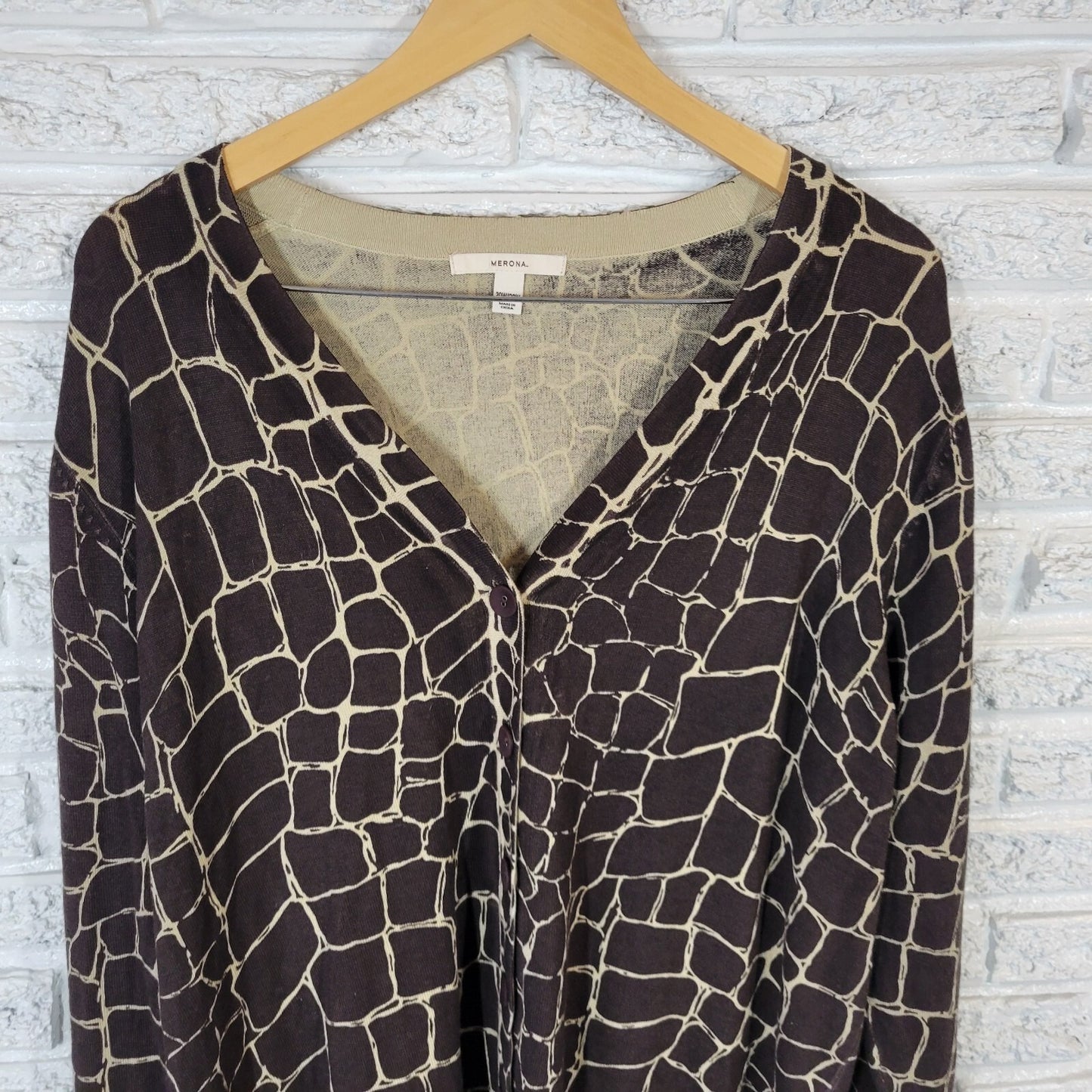 Merona Womens Sweater 20W 22W Plus Cardigan Black Animal Print Lightweight