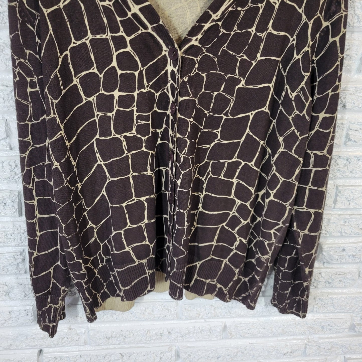 Merona Womens Sweater 20W 22W Plus Cardigan Black Animal Print Lightweight