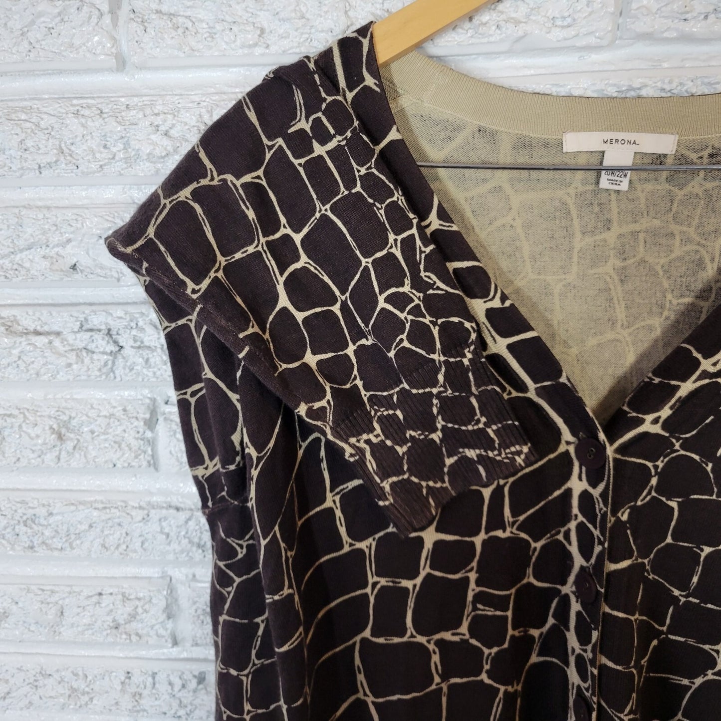 Merona Womens Sweater 20W 22W Plus Cardigan Black Animal Print Lightweight