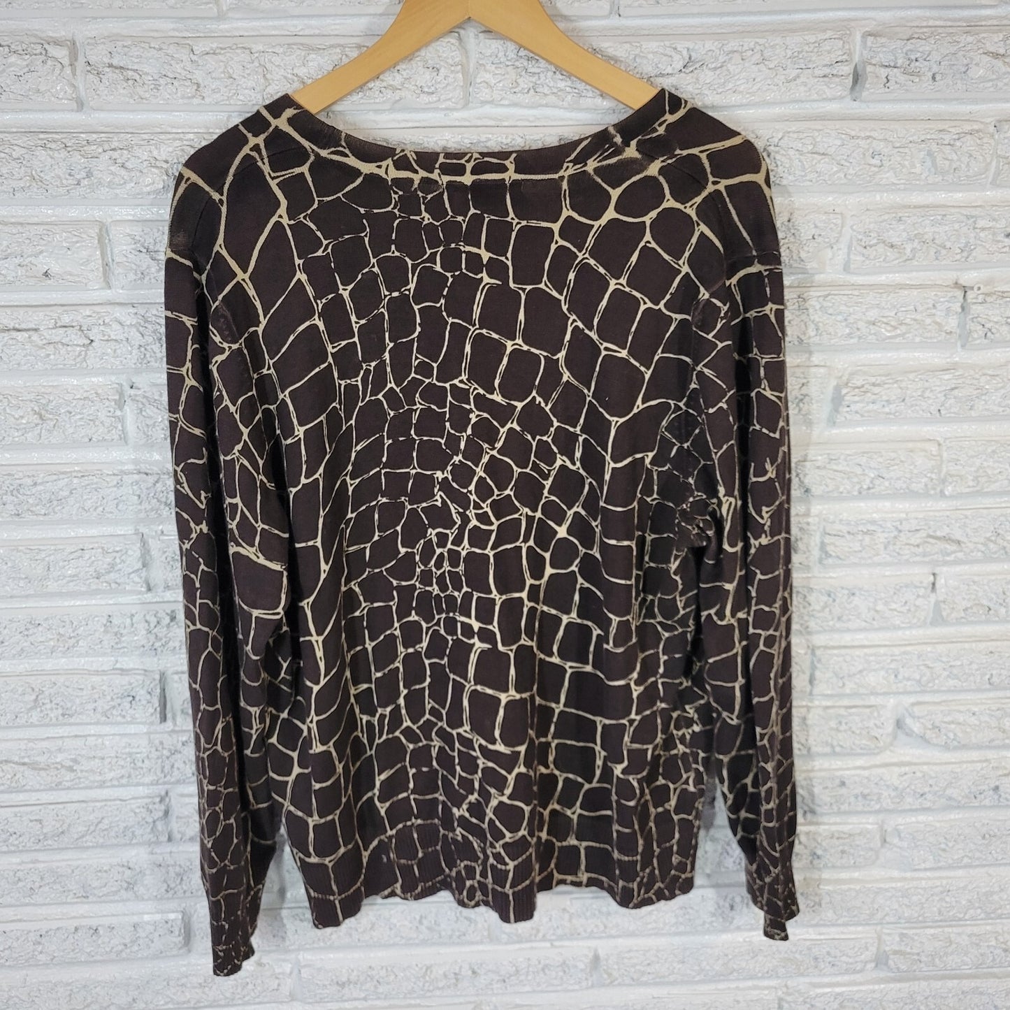 Merona Womens Sweater 20W 22W Plus Cardigan Black Animal Print Lightweight