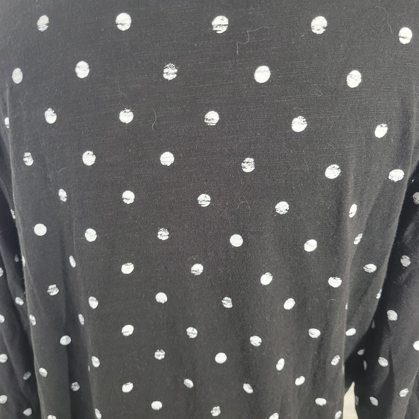 Lane Bryant Women Top 22 24 Plus 3/4 Sleeve Black Painted Polka Dot Casual Comfy