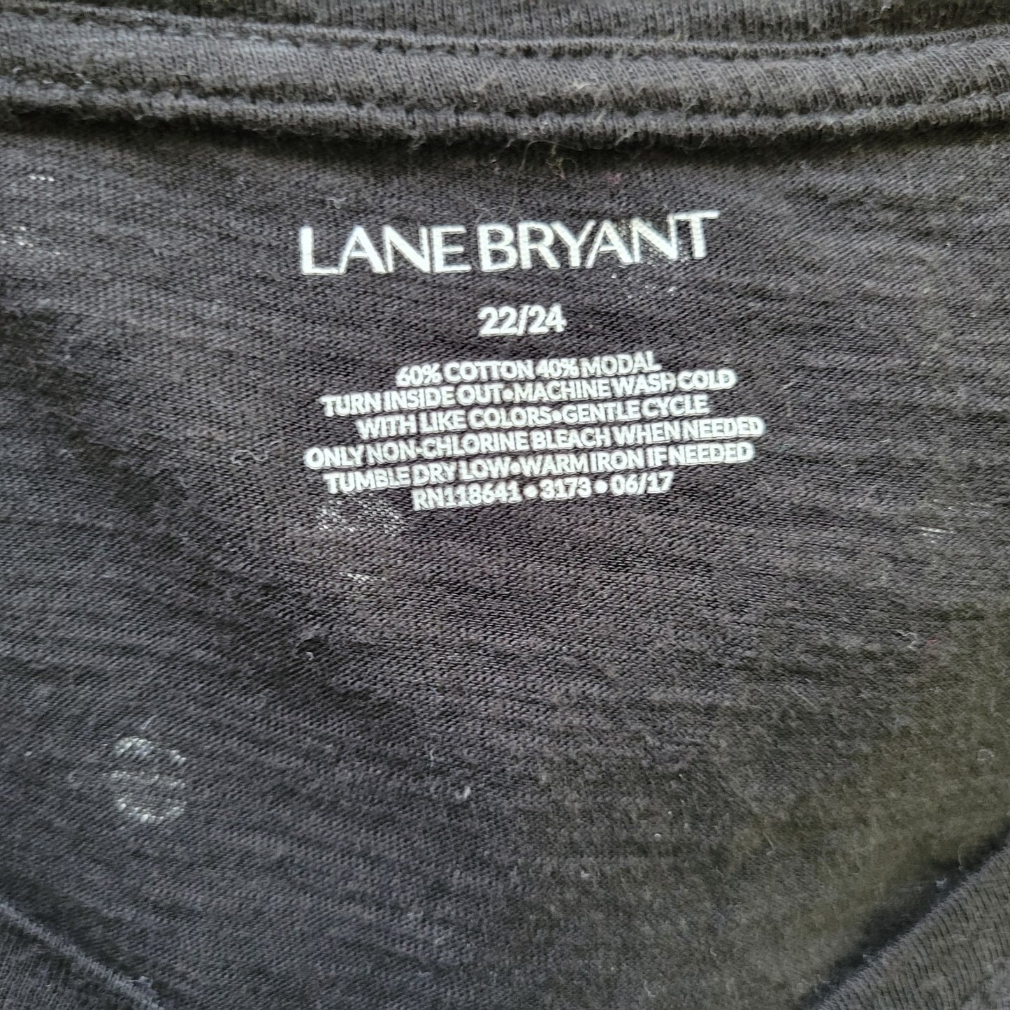 Lane Bryant Women Top 22 24 Plus 3/4 Sleeve Black Painted Polka Dot Casual Comfy