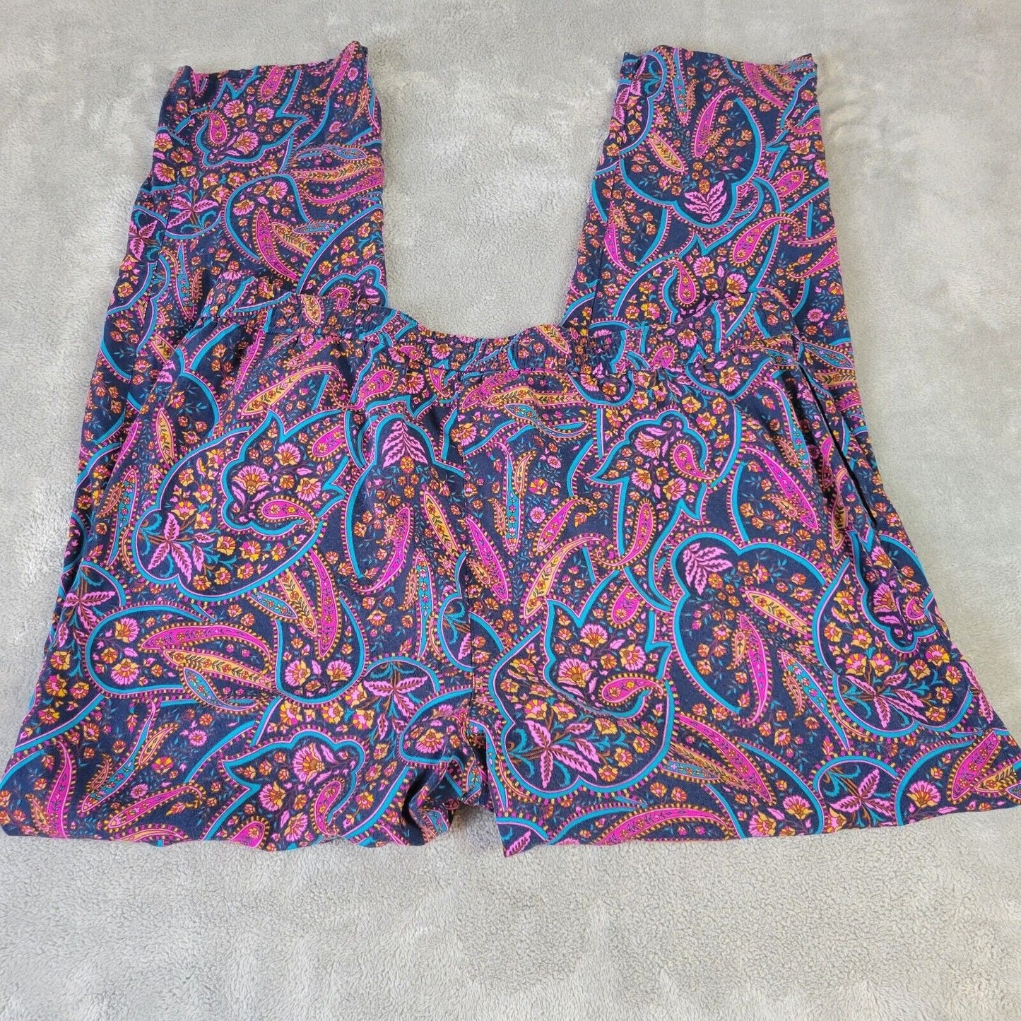 Tommy Bahama Womens Pants XL Pull On Blue Paisley Lightweight Rayon Drawstring
