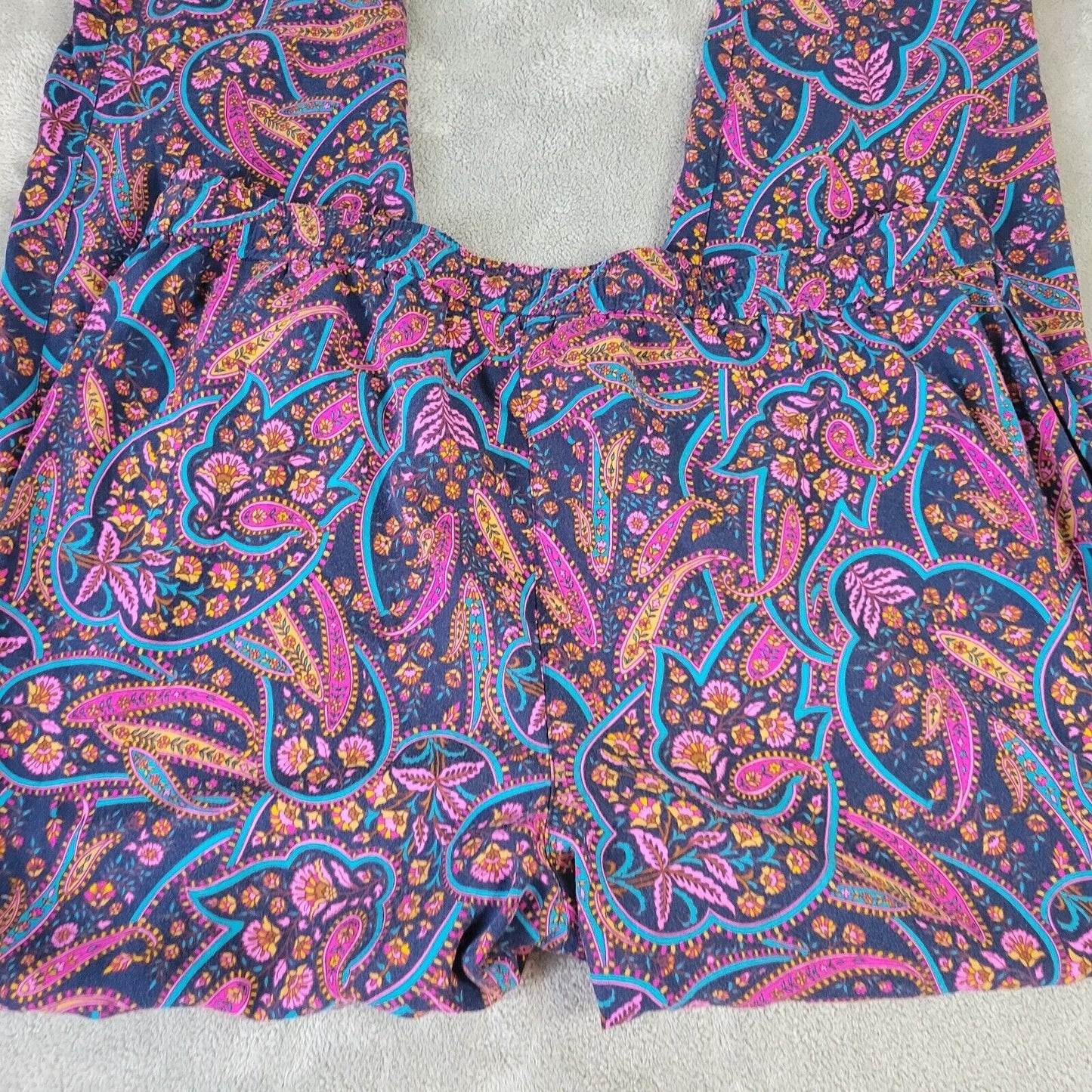 Tommy Bahama Womens Pants XL Pull On Blue Paisley Lightweight Rayon Drawstring