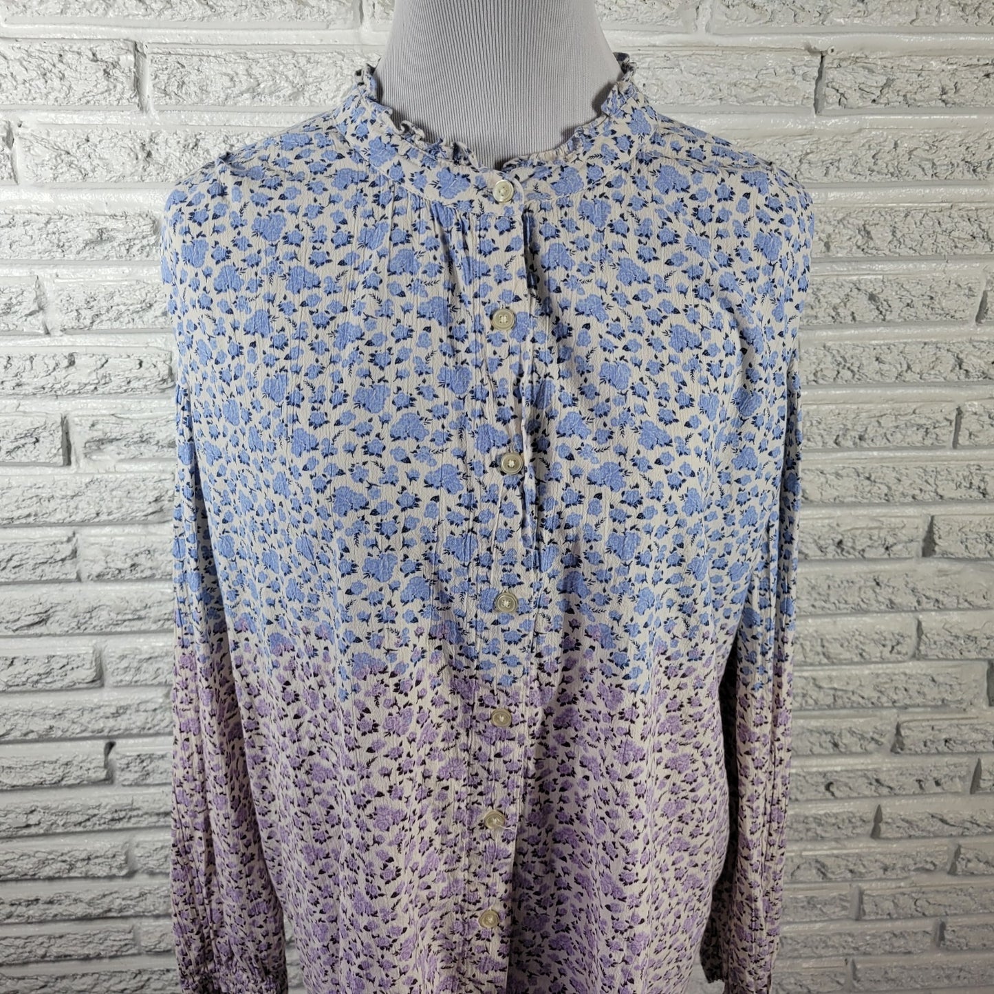 Style Co Womens Top XXL Plus Long Sleeve Blue Lavender Floral Casual Lightweight