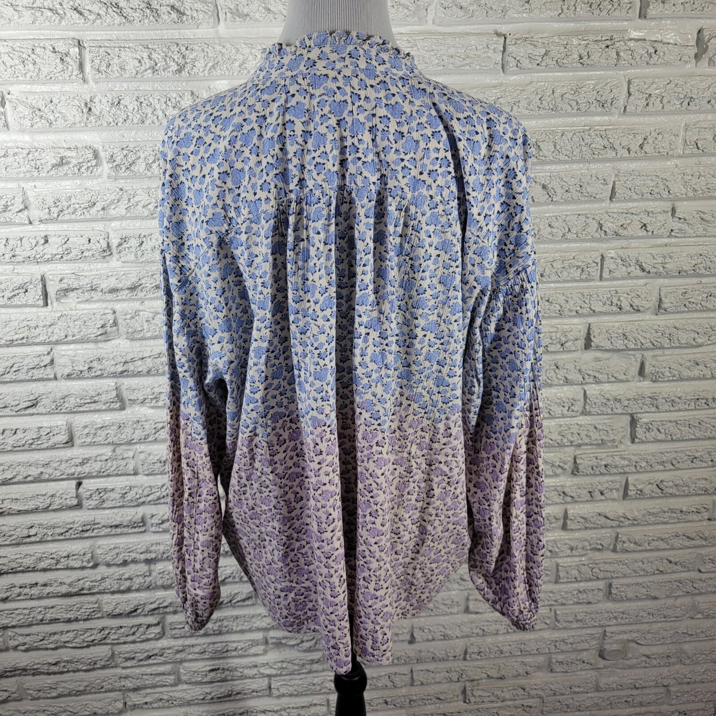 Style Co Womens Top XXL Plus Long Sleeve Blue Lavender Floral Casual Lightweight