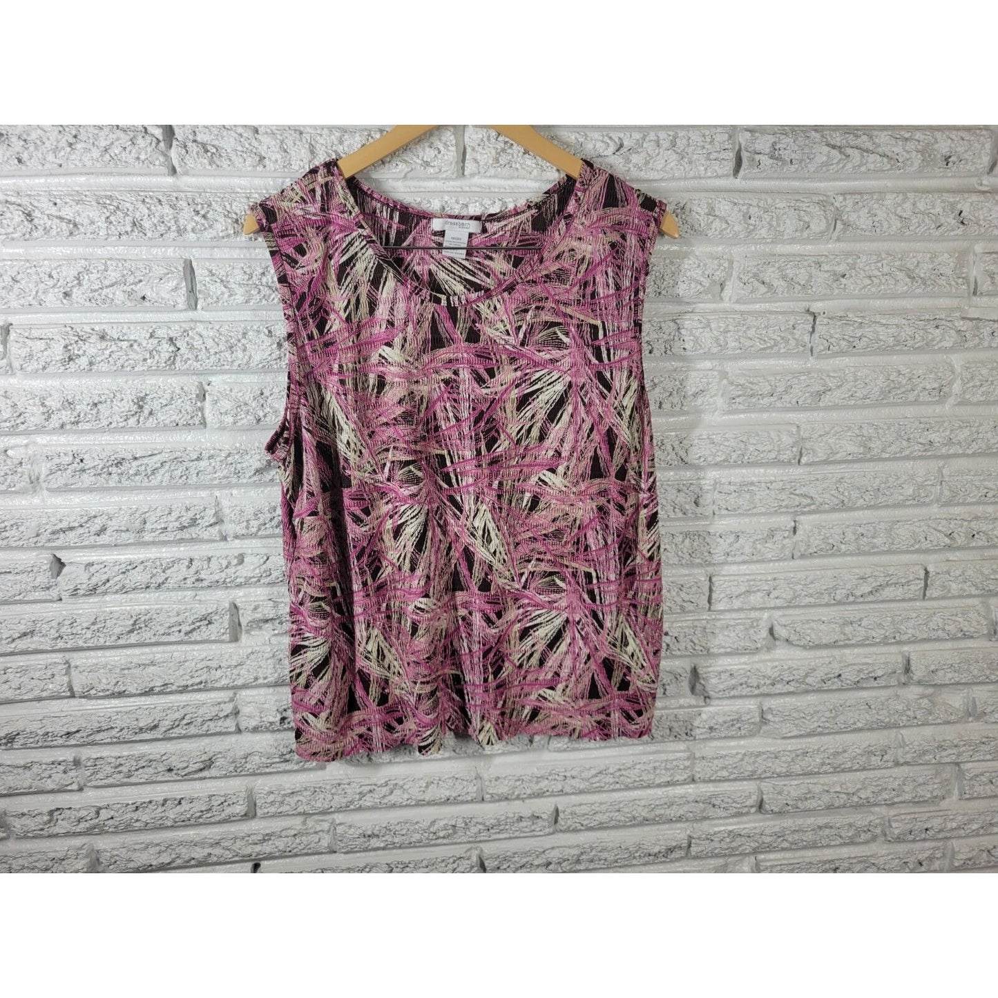 Dress Barn Womens Top 18 20 Plus Tank Purple Geometric Crepe Polyester Office