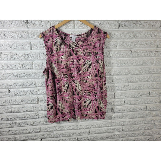 Dress Barn Womens Top 18 20 Plus Tank Purple Geometric Crepe Polyester Office