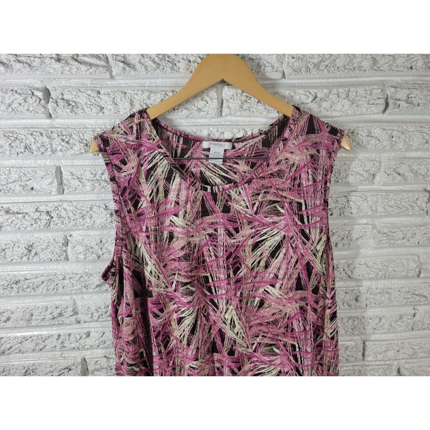 Dress Barn Womens Top 18 20 Plus Tank Purple Geometric Crepe Polyester Office