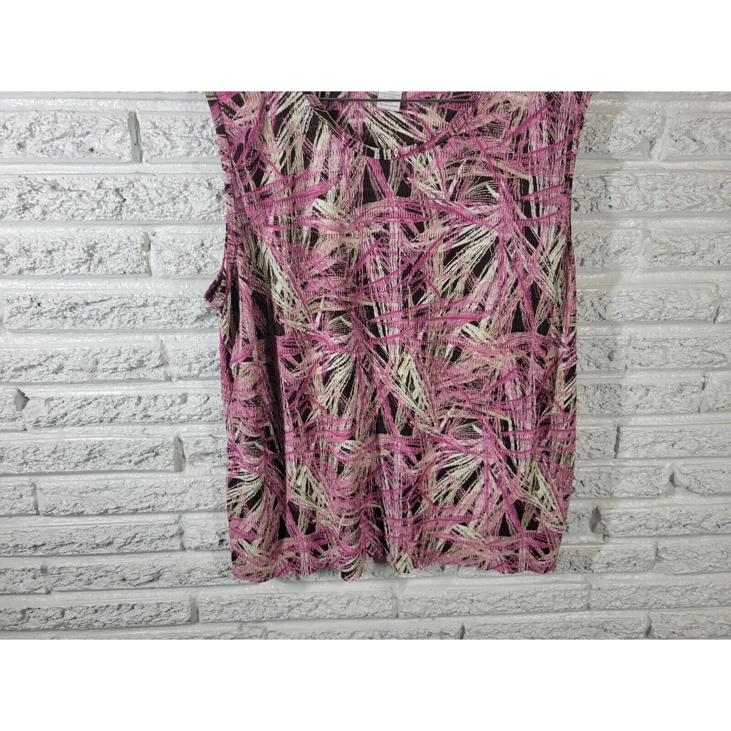 Dress Barn Womens Top 18 20 Plus Tank Purple Geometric Crepe Polyester Office