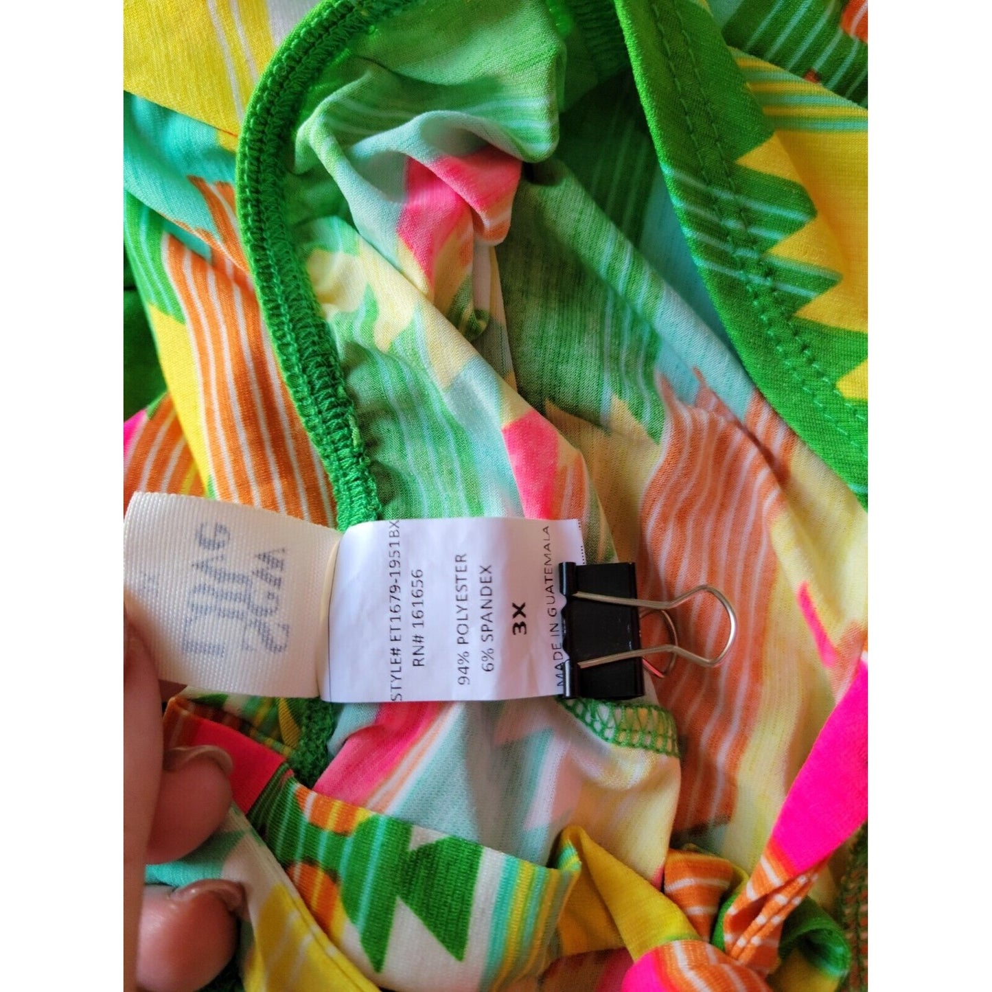 Sew In Love Womens Top 3X Tee Short Sleeve Southwestern Keyhole Green Geometric