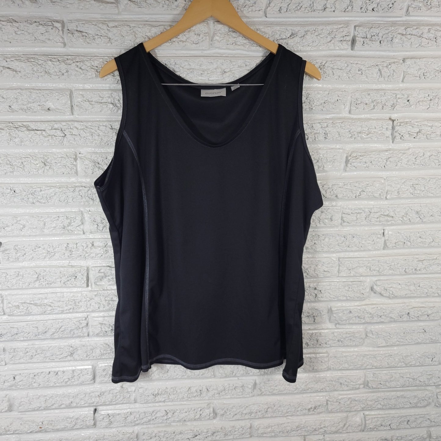 Avenue Womens Top 26 28 Plus Tank Shell Black Polyester Lightweight Sheer Office