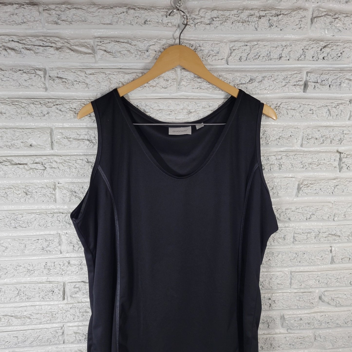 Avenue Womens Top 26 28 Plus Tank Shell Black Polyester Lightweight Sheer Office