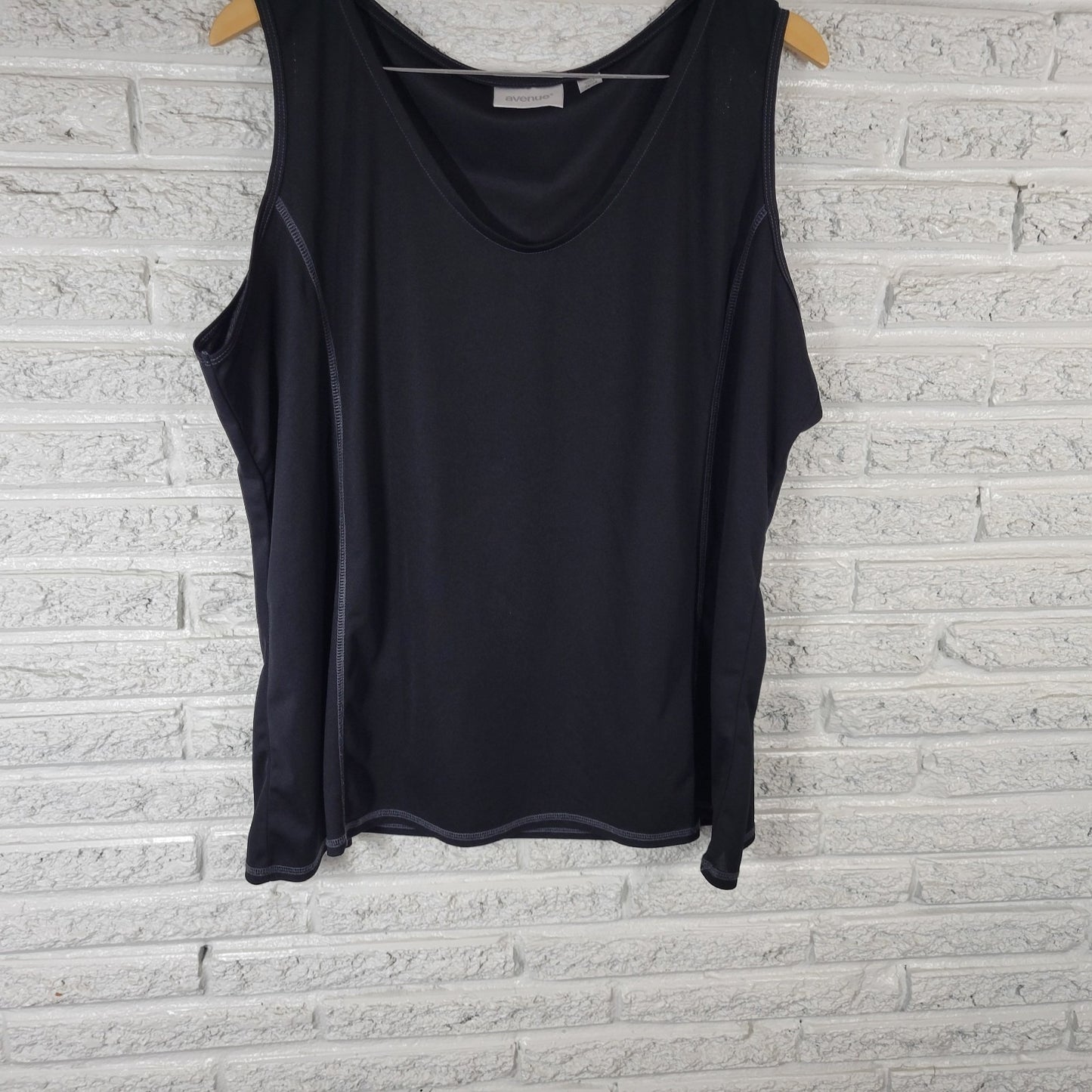 Avenue Womens Top 26 28 Plus Tank Shell Black Polyester Lightweight Sheer Office