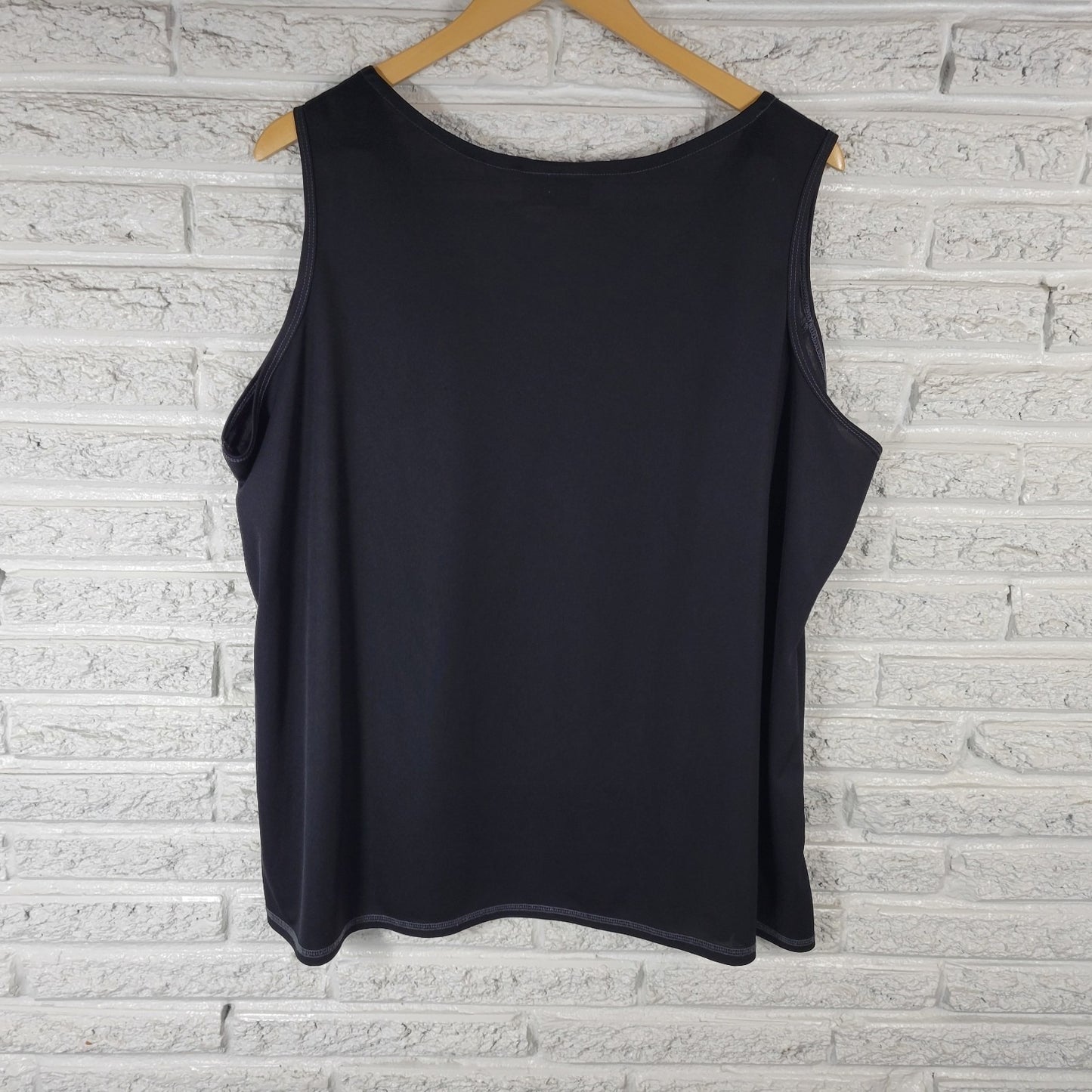 Avenue Womens Top 26 28 Plus Tank Shell Black Polyester Lightweight Sheer Office