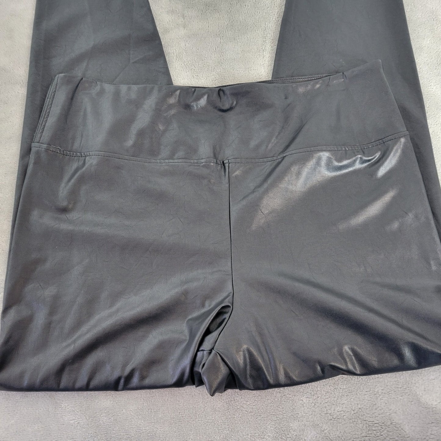 Boston Proper Womens Pants Extra Large Pull On Black Faux Leather Skinny Cropped