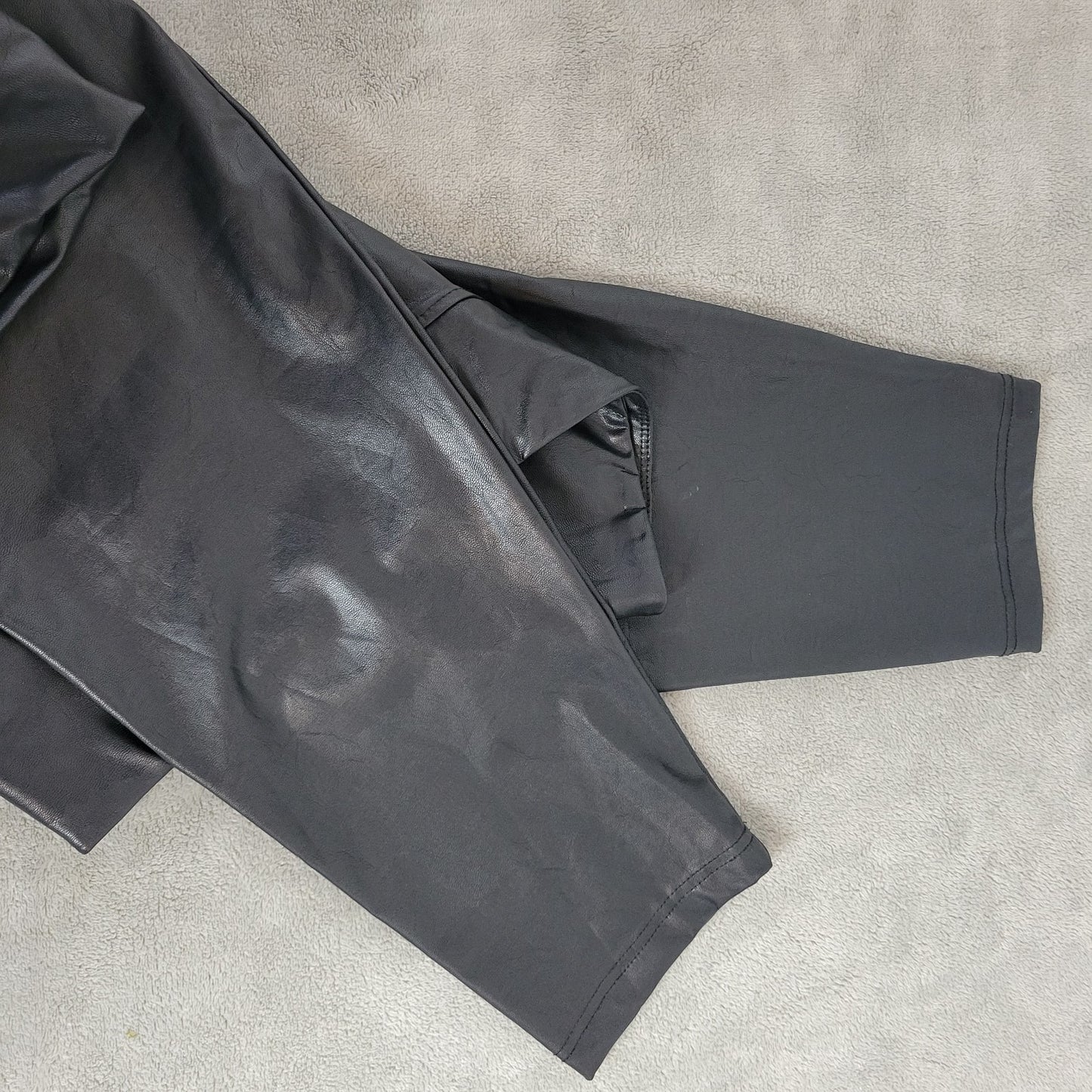 Boston Proper Womens Pants Extra Large Pull On Black Faux Leather Skinny Cropped