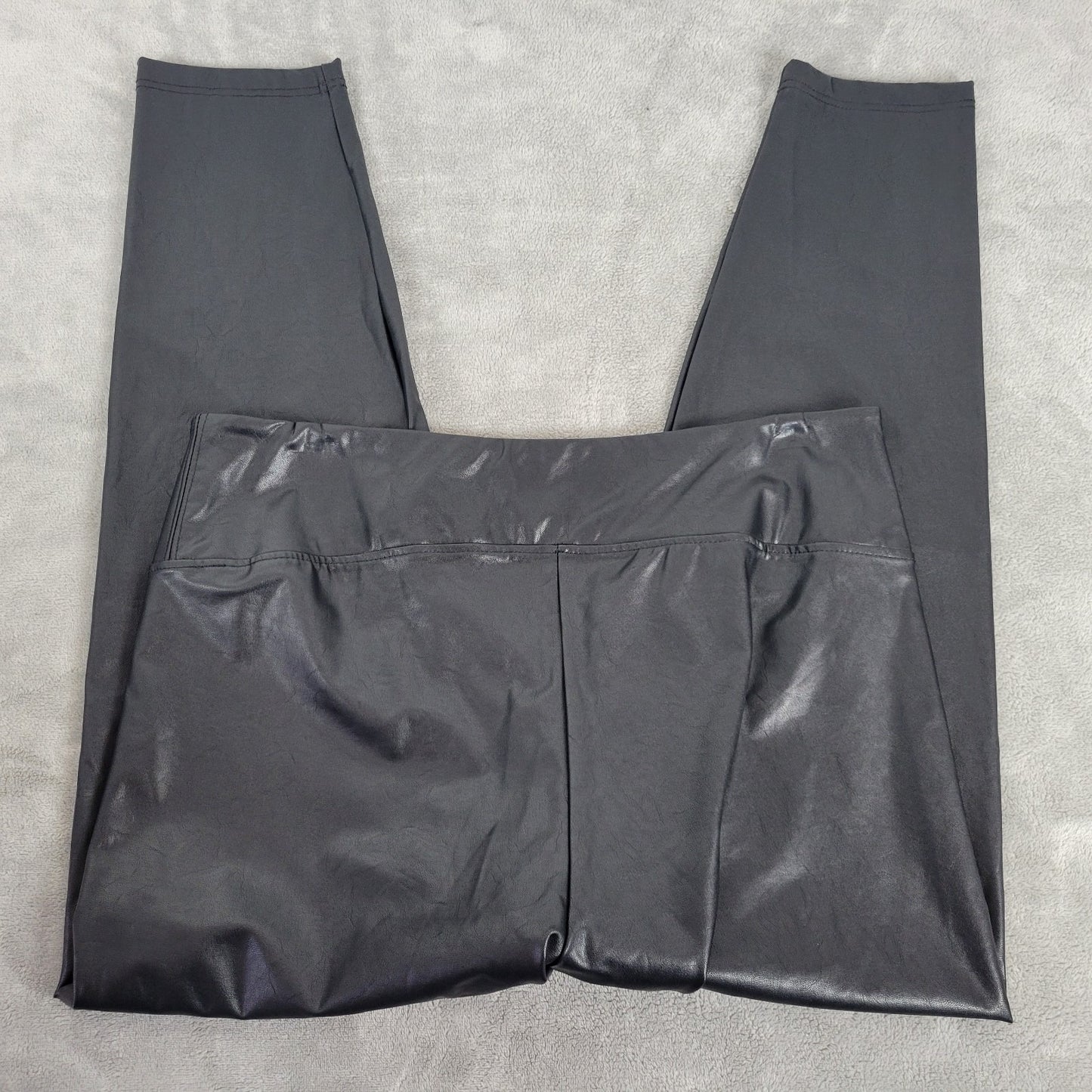 Boston Proper Womens Pants Extra Large Pull On Black Faux Leather Skinny Cropped