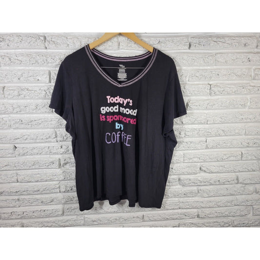 Secret Treasures Womens Top 3X 22W 24W Pajama Sponsored Coffee Black Loungewear