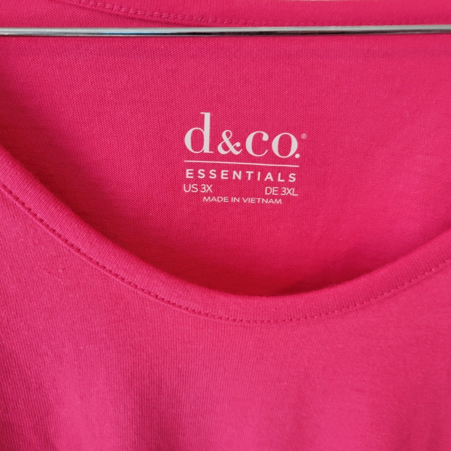 Denim Co QVC Womens Top 3X Plus Tee Short Sleeve Pink Cotton Basic Casual Comfy