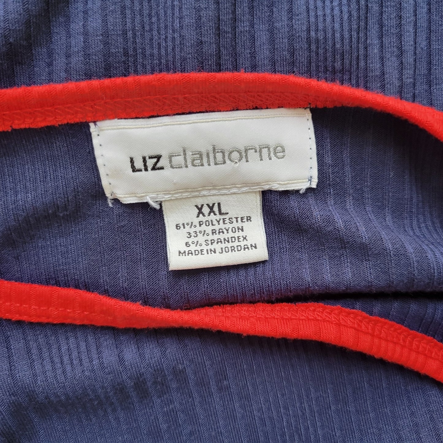 Liz Claiborne Womens Top XXL Plus 3/4 Sleeve Blue Knit Poly Blend Deco Buttons