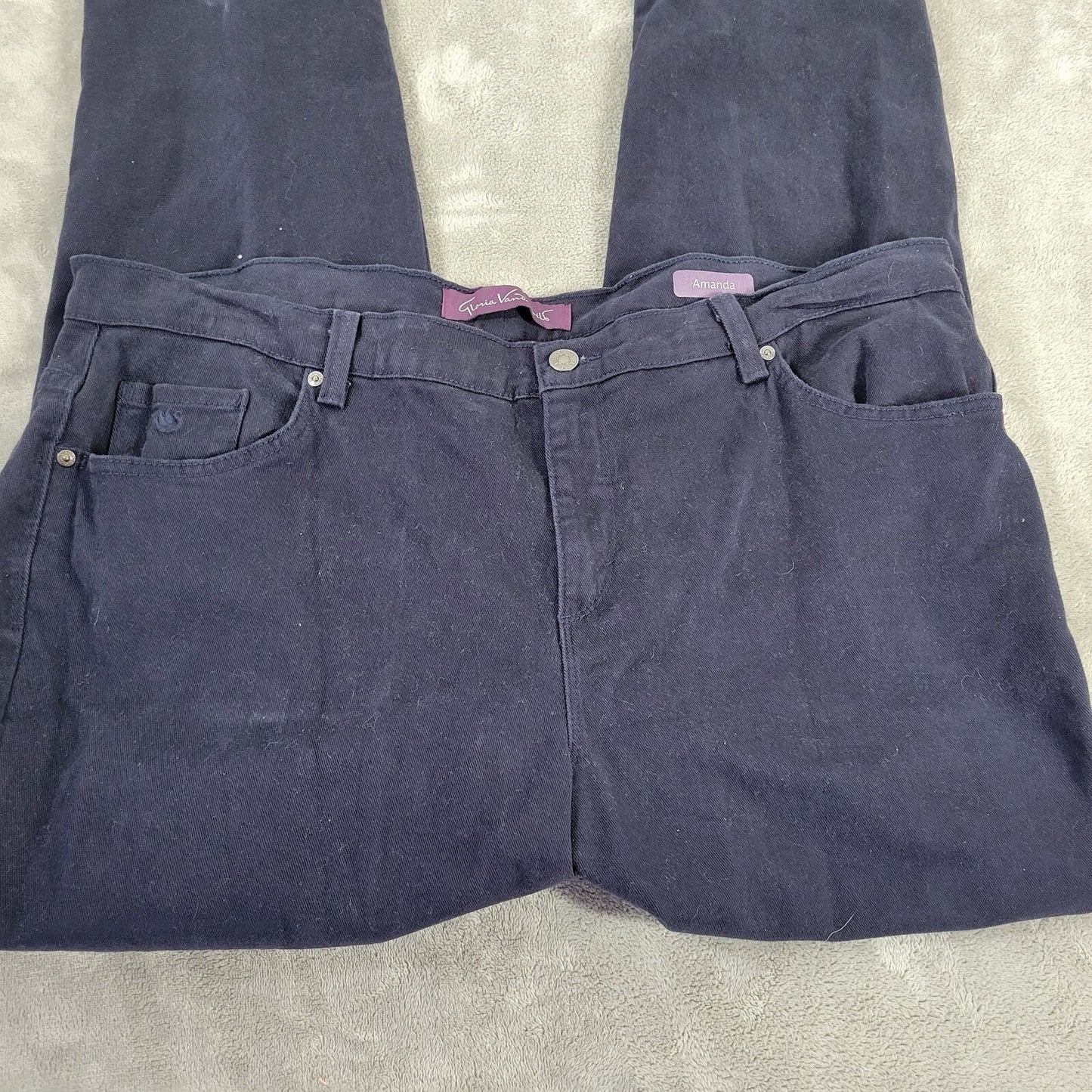 Gloria Vanderbilt Amanda Womens Jeans 18WP Straight Leg Blue Zip Cotton Blend