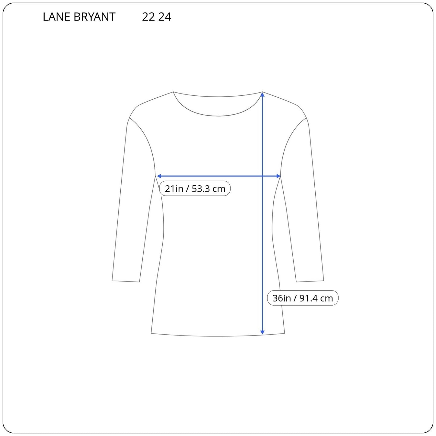 Lane Bryant Womens Top 22 24 Plus Tunic 3/4 Sleeve Knit Gray Poly Blend Keyhole