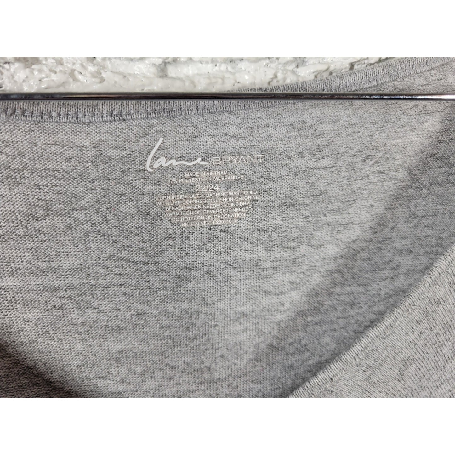 Lane Bryant Womens Top 22 24 Plus Tunic 3/4 Sleeve Knit Gray Poly Blend Keyhole